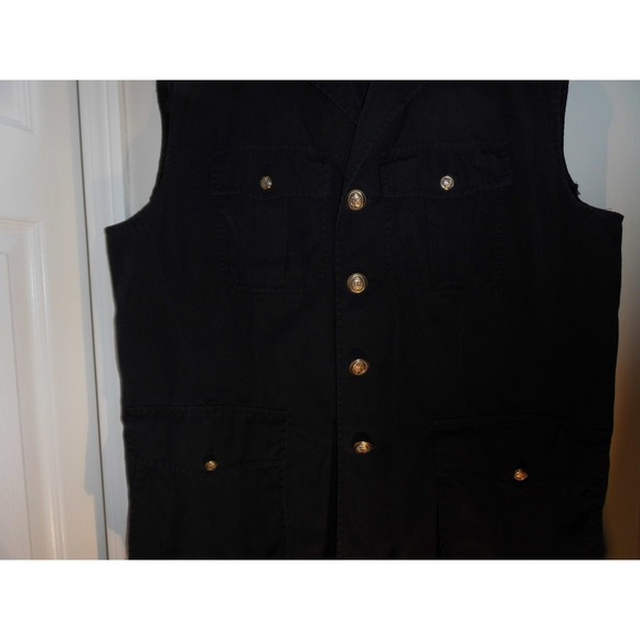 Polo Ralph Lauren Vest Mens XL Black Nautical Military Button Up Sleeveless - Picture 1 of 8